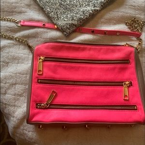 REBECCA MINKOFF Hot Pink & Gray Zip Crossbody